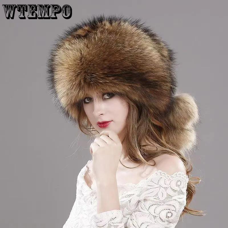 WTEMPO Шапки с меховыми помпонами, Шапки для велоспорта и лыж, Внутренняя часть из искусственного меха, Шапки из искусственной кожи, Осенне-зимняя уличная мужская ветрозащитная, холодостойкая, теплая плюшевая шапка-ушанка