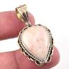 Natural Pink Opal Gemstone 925 Solid Sterling Silver Two Tone Pendant 1.50" E5u97