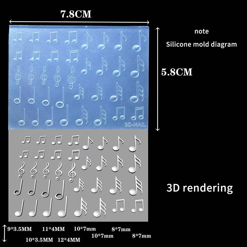 3D Буква Музыкальная Нота Число Ноготь Силиконовая Форма Сделай Сам Инструменты для Украшения Ногтей Шаблоны для Ногтей Инструмент для Дизайна Маникюра Принадлежности