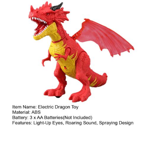 Детская электрическая летающая игрушка дракона со светящимися глазами, рев, распыление, подвижные суставы, забавная модель ходячего дракона для малышей, идеальный подарок для мальчиков