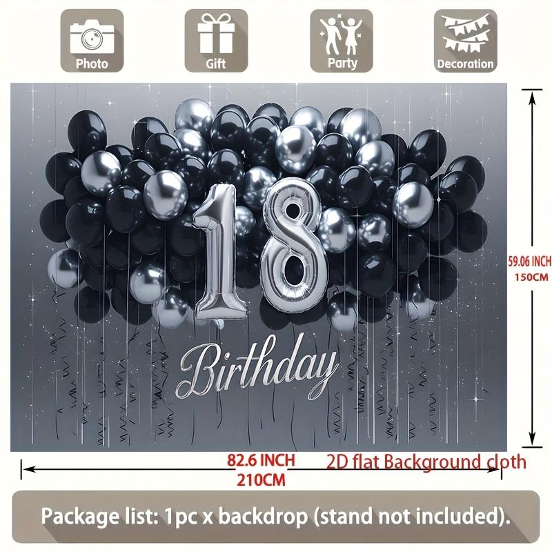 Happy 18th Birthday, 1pc Polyester Party Backdrop Banner, Photo Booth Background, Wall Decor
