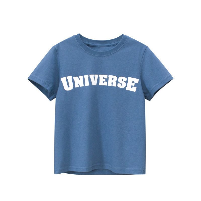 Brand Foreign Trade 2026 Summer New Style Big Kids' Tops with Letter Print, Children's Loose Cotton Round Neck Short-Sleeve T-Shirt