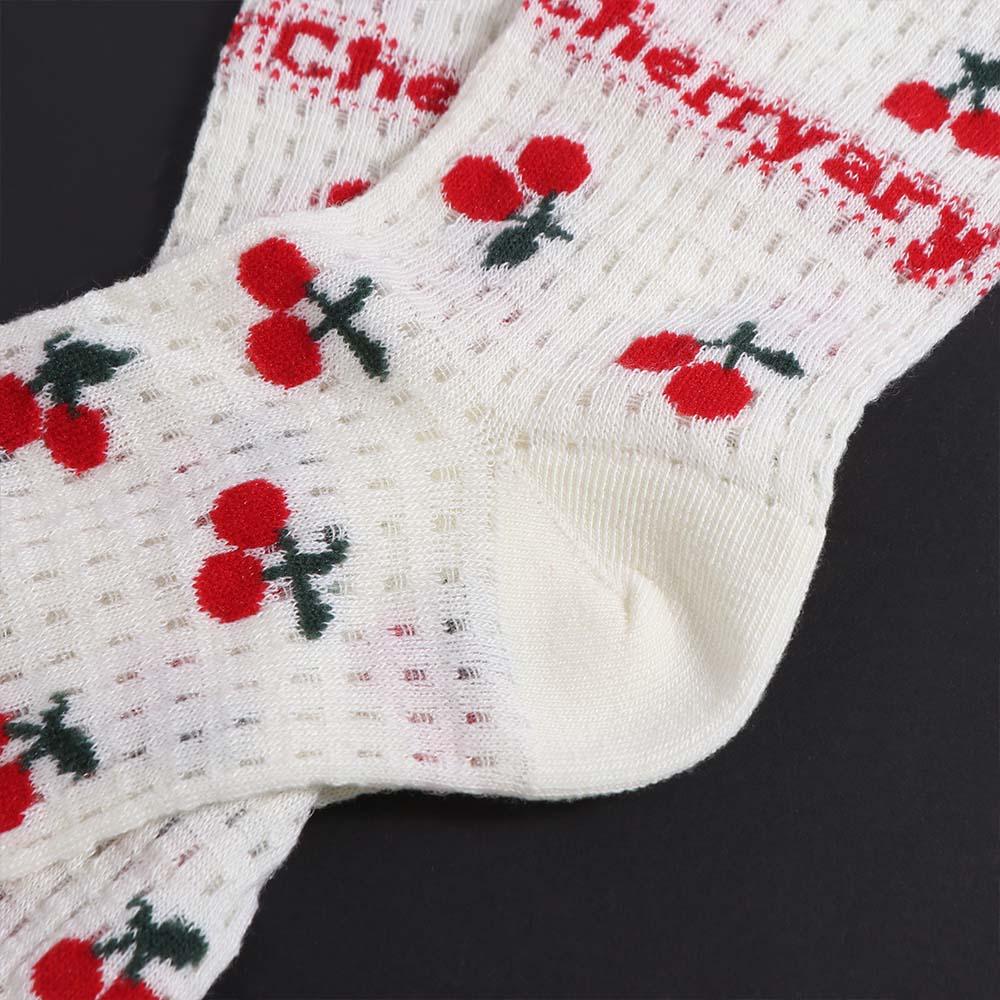 Hollow Out Cherry Short Socks Ruffle Summer Tube Socks Fashion Mesh Ankle Socks Streetwear