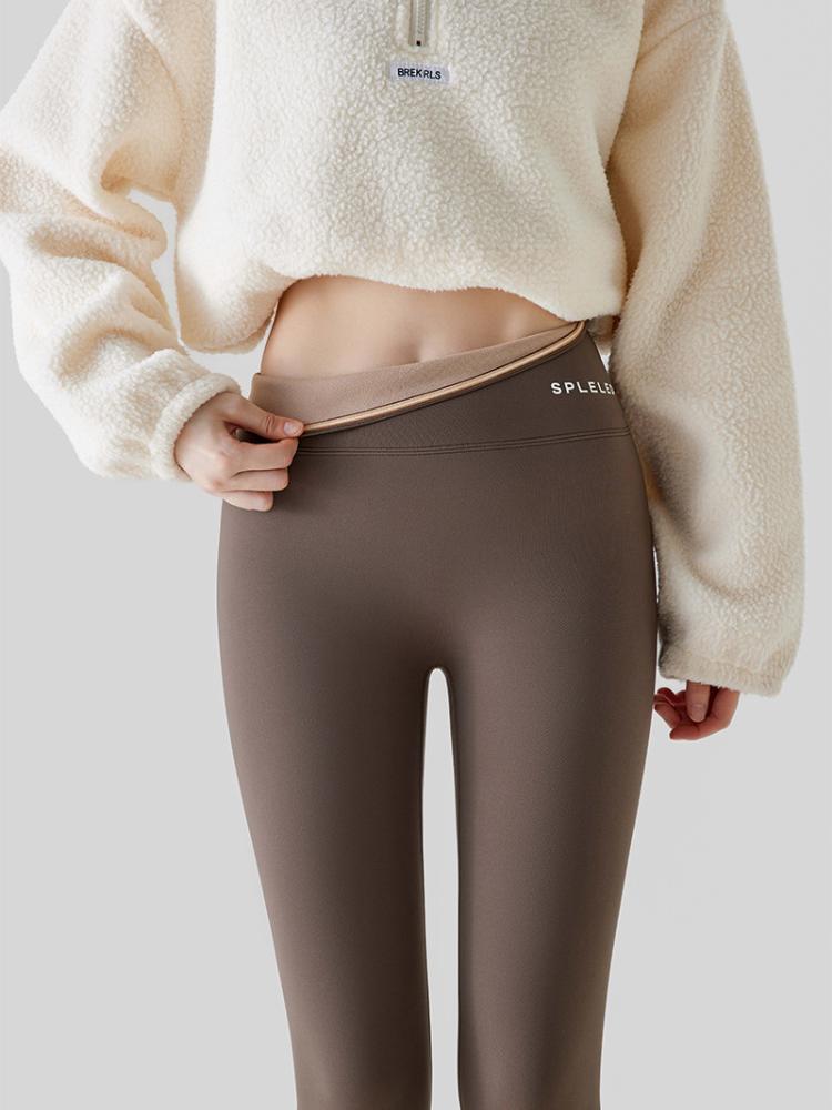 Autumn Winter Alpaca Velvet Shark Leggings Women Thick Warm Leggings High Waist Seamless Slim-Fit Thermal Pants