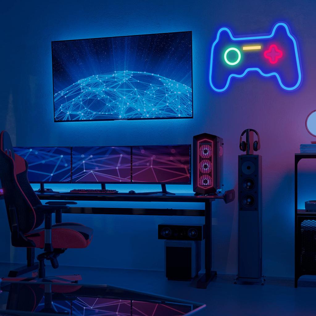 41x28cm Gamepad Design Gaming Neon Light Game Room Wall Decoration Teen Boys Bedroom Atmosphere Lamp