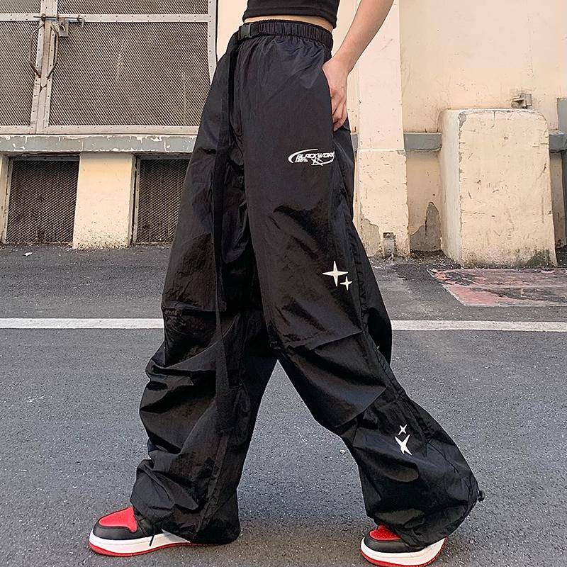 Женская одежда Harajuku Oversized Y2k Мешковатые прямые широкие брюки в стиле хип-хоп Брюки-карго Черные джоггеры Корейская уличная одежда