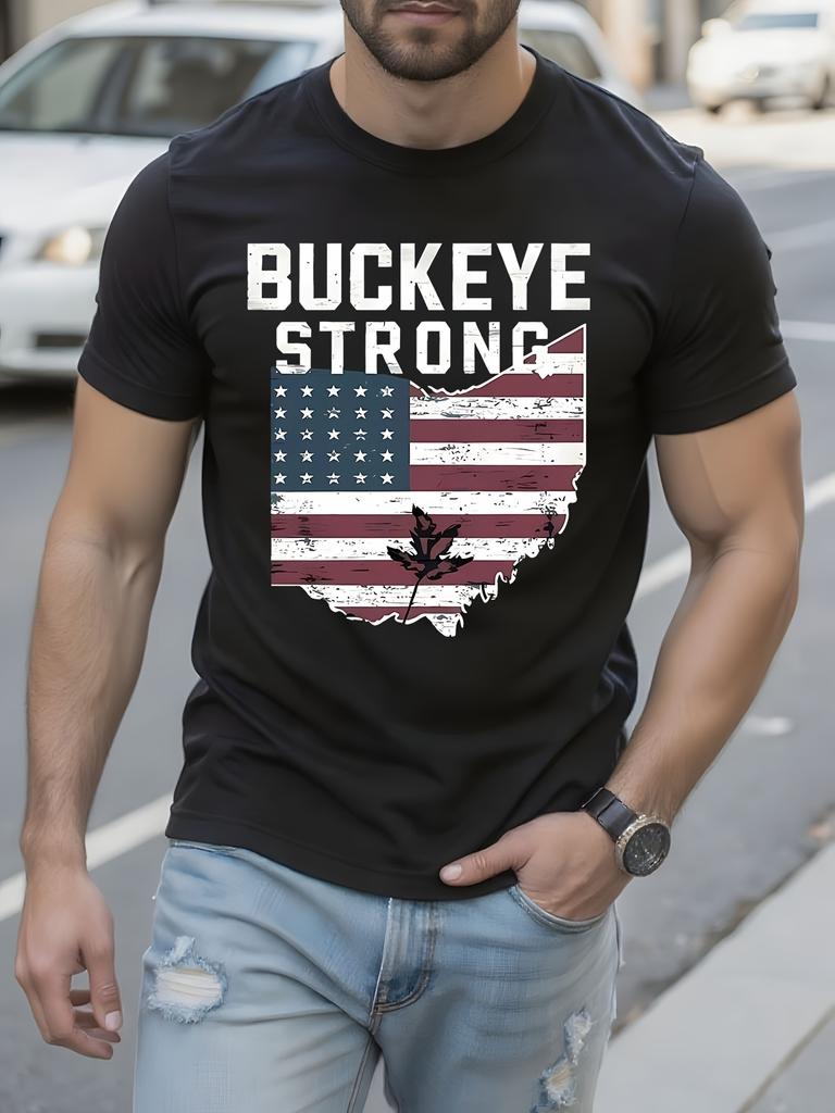 Футболка с гордостью штата Огайо - Графическая футболка 'Buckeye Strong'