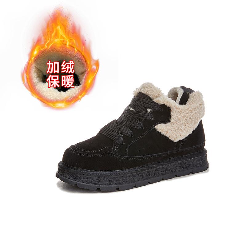 Кожаные зимние ботинки женские 2025 зима новые плюшевые плюшевые балетки повседневные теплые женские ботинки универсальные ботинки женские