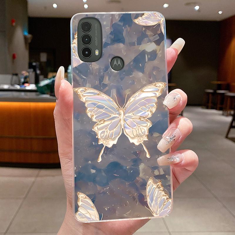 Case For Motorola MOTO E20 E30 E40 Clear Luxury Butterfly Fashion Flower Soft Silicone TPU Phone Cover for MOTO E40 E30 E20 Case