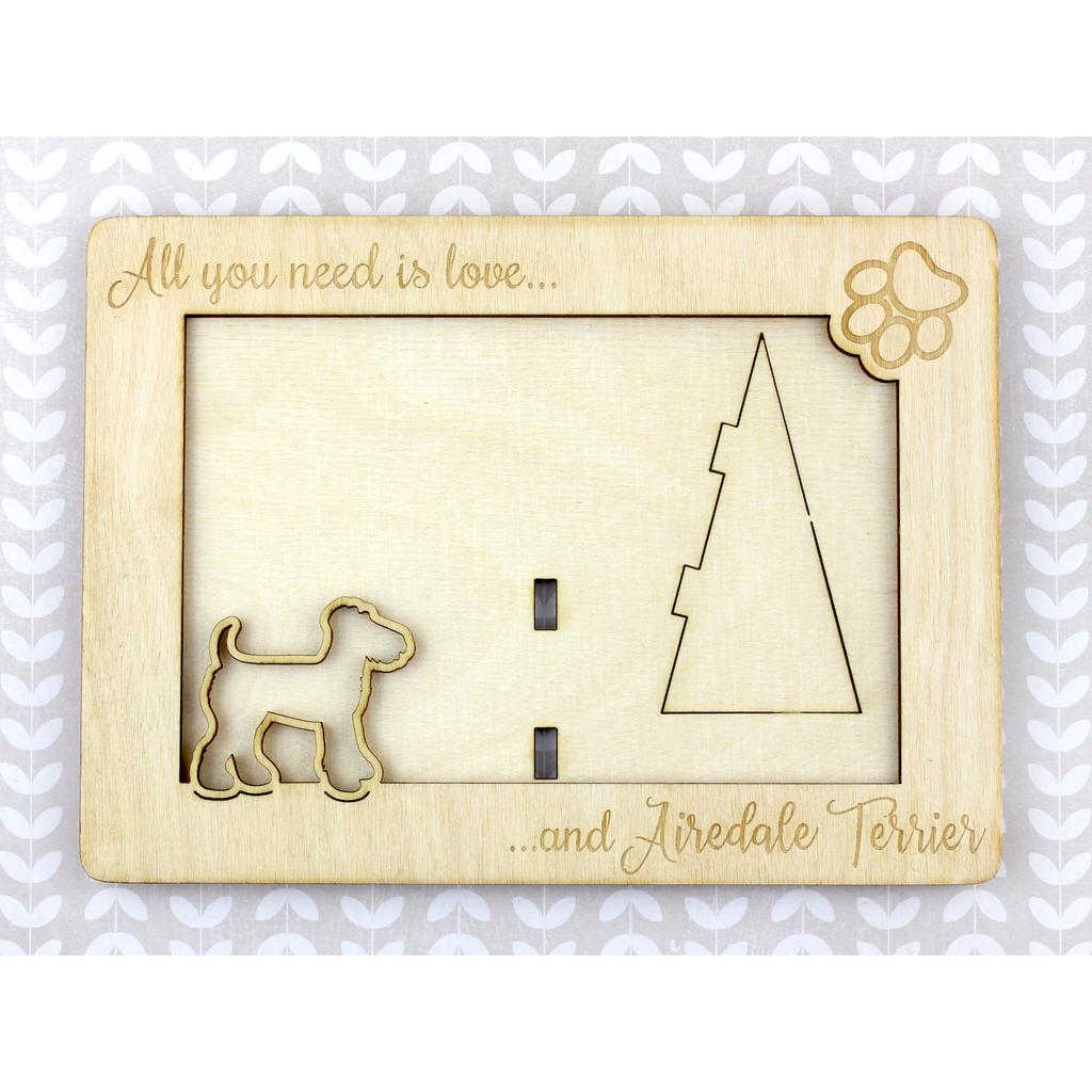 Airedale Terrier, Bingley Terrier – Photo frame, engraved wooden frame | Art-Dog