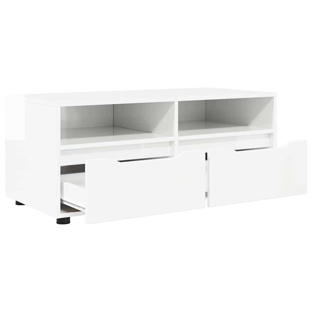 TV Cabinet High Gloss White 100 x 48 x 43 cm Particleboard