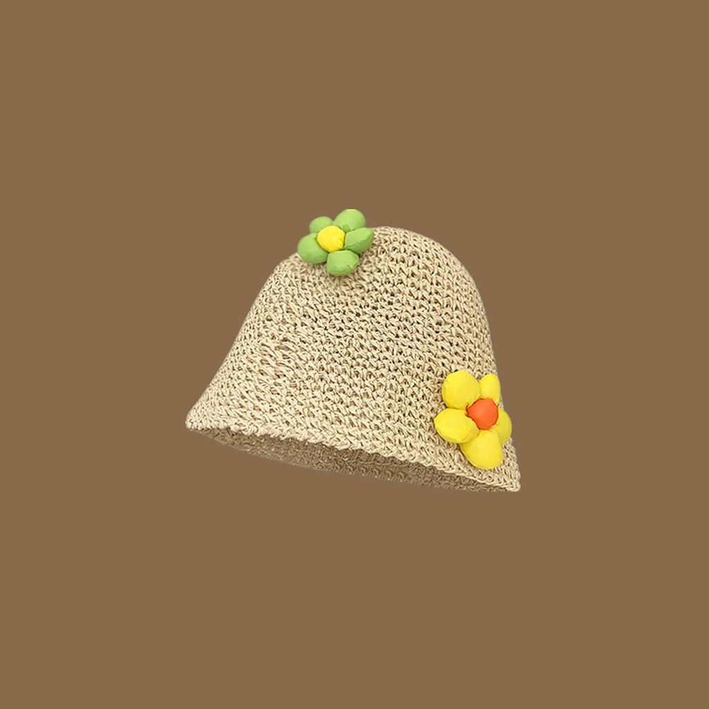 Handmade straw hat women's spring and summer small fresh sun hat travel sun protection hat sweet versatile fisherman hat