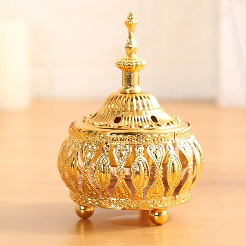 Creative Golden Metal Arabic Style Hollow Tower Incense Burner Incense Burner Craft Ornament Home Hotel Decoration