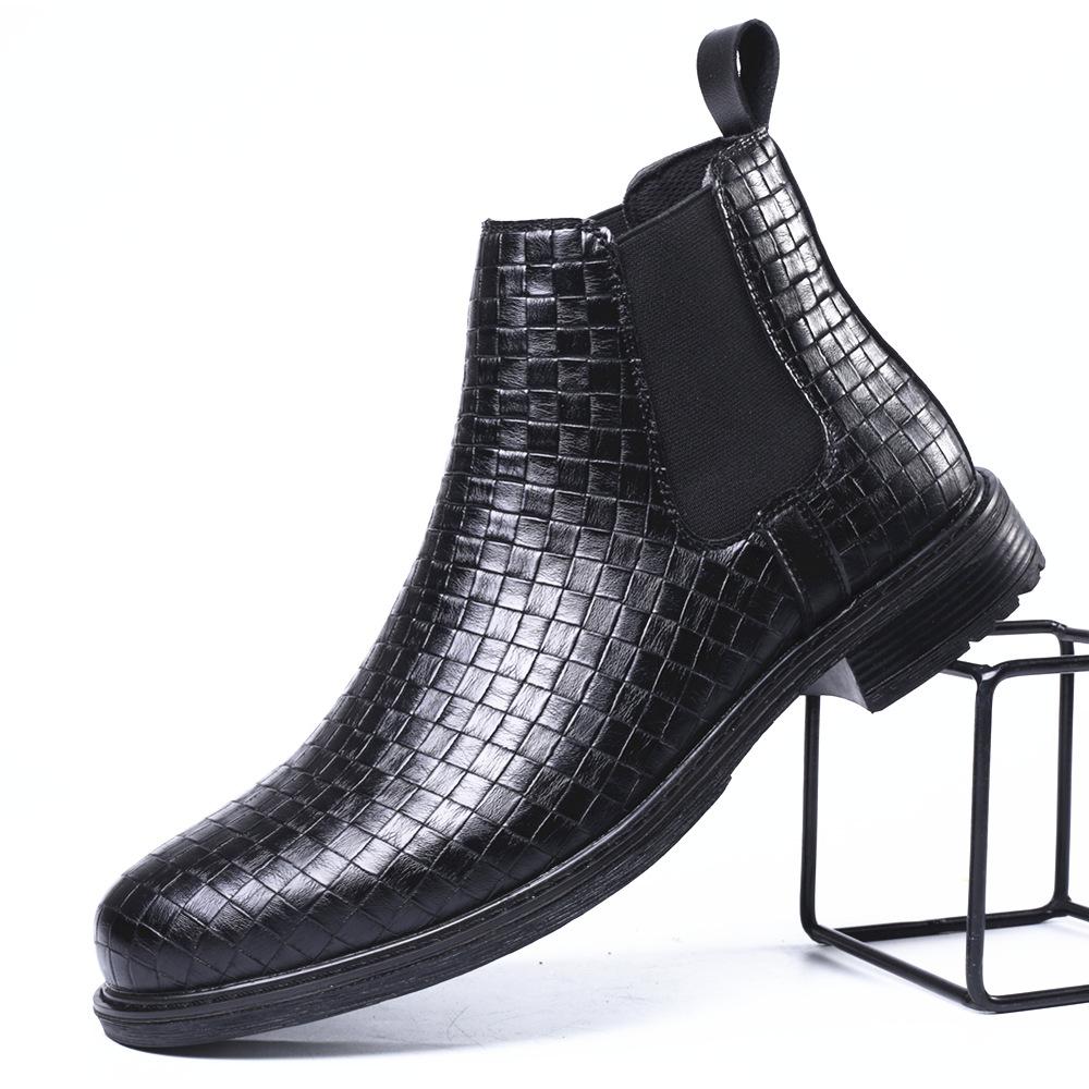 Men's Fashion Shoes Braided Hand Scrub Slip-On High Top Men's Boots Casual Black Chelsea Boots Cowboy Boots Size 38-48