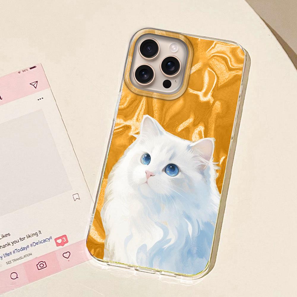 Милый мультяшный чехол для телефона с уткой и кошкой для Apple iphone 16 15 14 Plus 13 Pro Max 7 16e SE 2022 Текстурированный жесткий силиконовый чехол