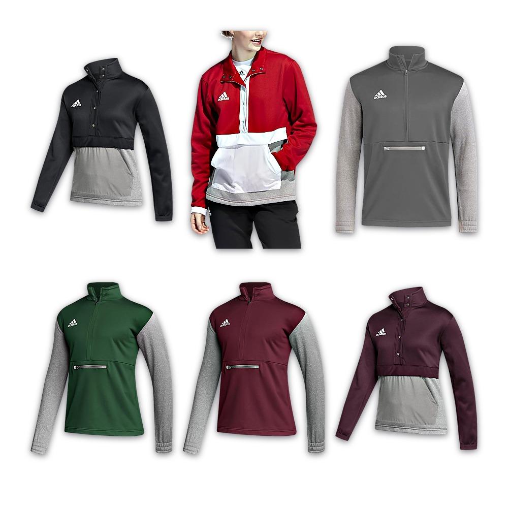 Женский пуловер с четвертью молнии adidas Team Issue 1/4, отводящий влагу, с карманом-кенгуру, высокий ворот