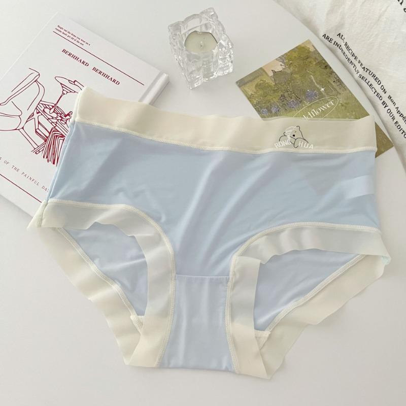 Girl Style Ice Silk Underwear for Women In Summer Thin Cool Breathable Mid Waist Briefs Women's Triangle Panties
