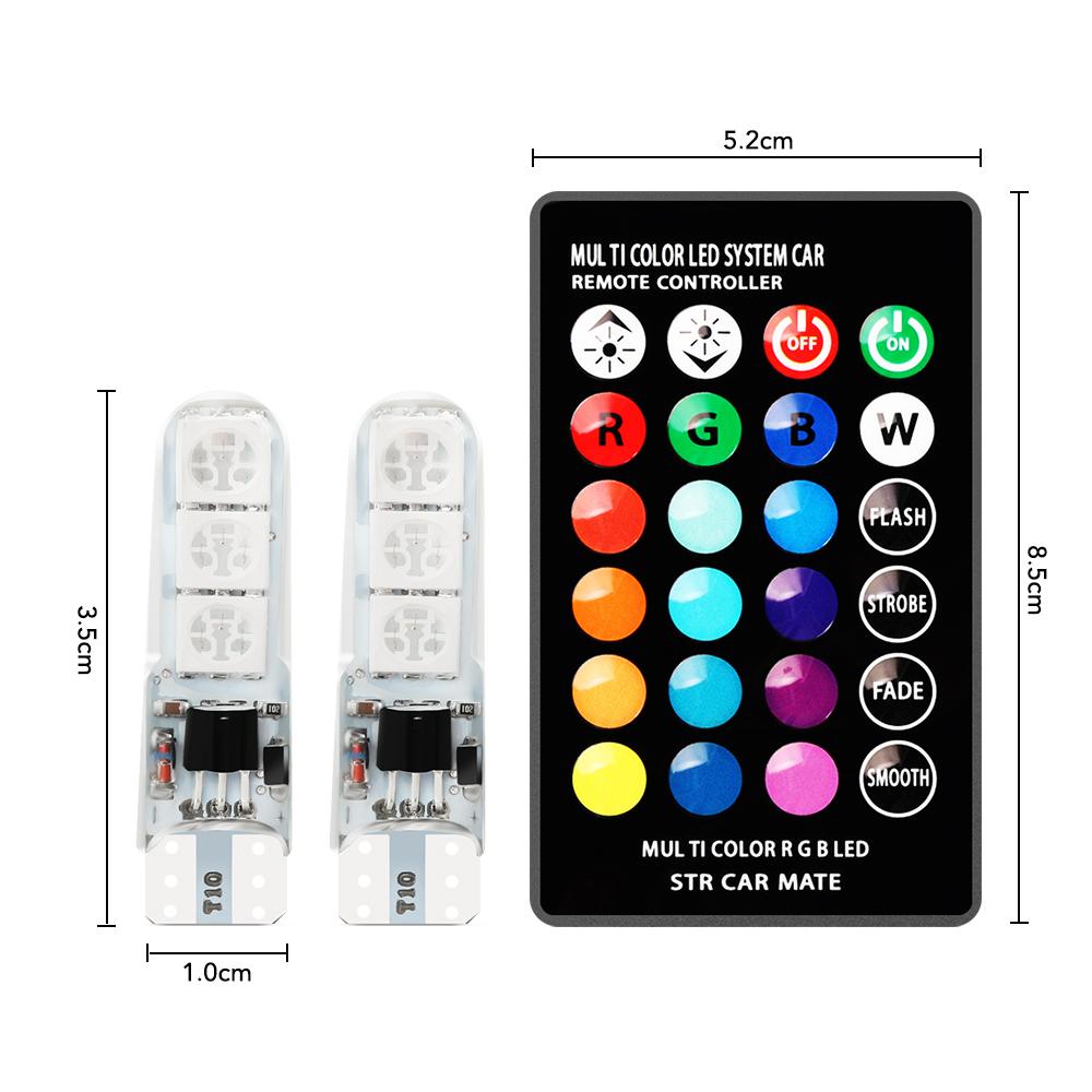2 шт. T10 W5w RGB светодиодная лампа для Lada Granta Largus Kalina 4*4 Priora 2110 для BMW E46 E60 E90 E91 E92 E93 F30