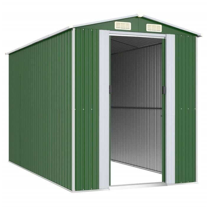 VidaXL Garden Shed Green 192x357x223 Cm Galvanized Steel 3147429
