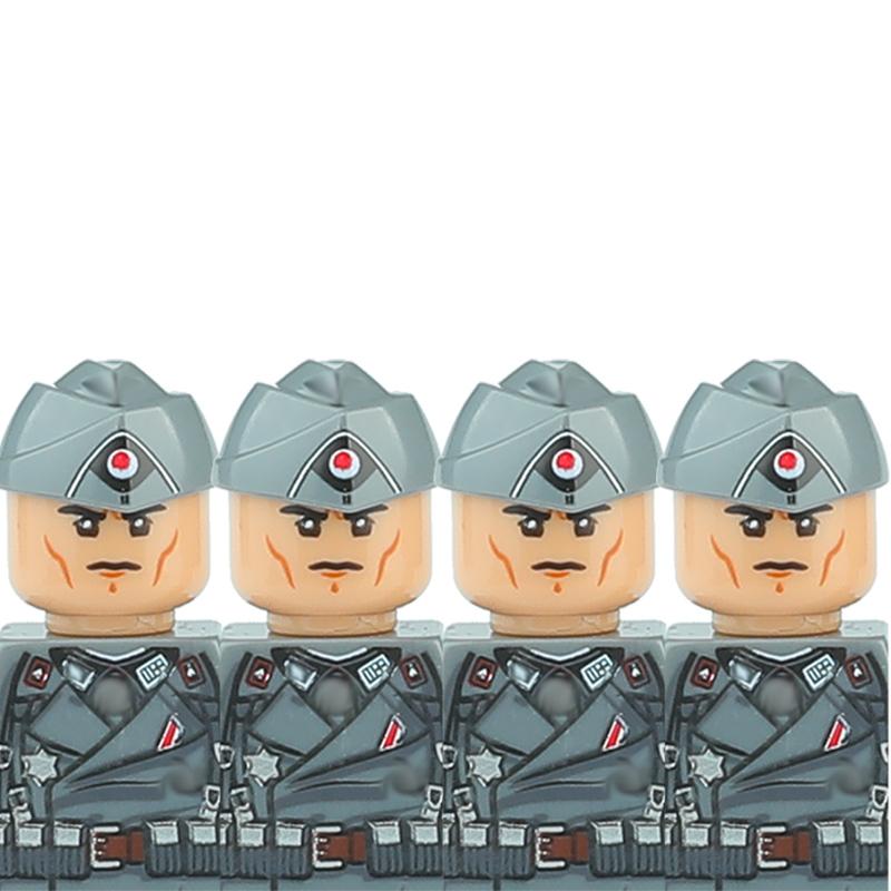 Вторая Мировая Война Военные Немецкие Солдаты Фигурки Шлем Строительные Блоки Армия Пехотинец Воин Артиллерист Броня Пушка Жилет Оружие Кирпичи Игрушки