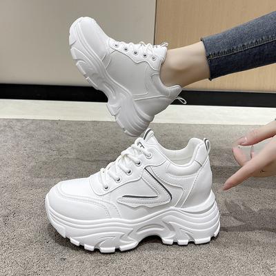 Женские кроссовки Модные женские повседневные туфли Универсальные туфли на платформе на шнуровке Однотонные уличные кроссовки