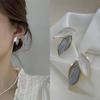 Серьги-гвоздики из серебра 925 пробы с зелеными цветочными цирконами в виде листьев для женщин