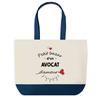 Sac Cabas - PLANETEE - Bazar D'un Avocat D'amour - Bleu - Coton - 40 X 45 Cm