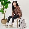 MLB Big Ball Chunky Dia Monogram Искусственная кожа Винтажный принт Износостойкие Завышенные Низкие Папины кроссовки Унисекс кроссовки Бежевый 3ASHCDM2N-43BGD