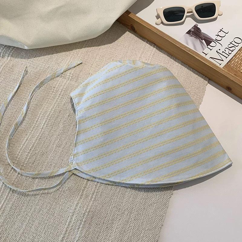 Striped large brim wrap-around fisherman's hat children summer UV protection fashion sunshade versatile thin sunscreen hat