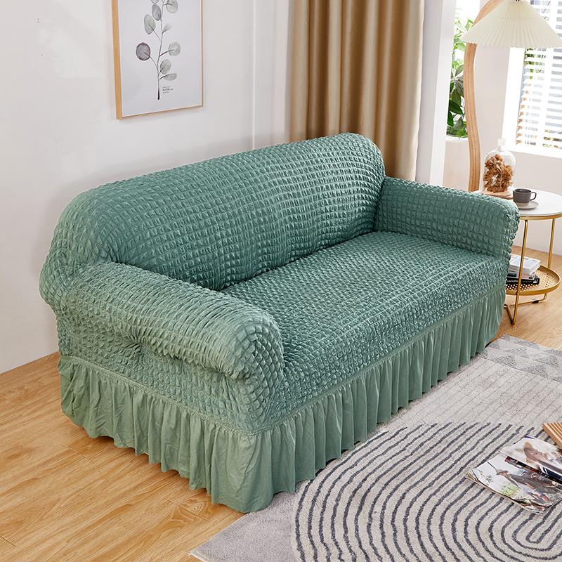 High Elastic Bubble Grid Sofa Cover 1/2/3/4 with Skirt Hem, All Season Universal Pet Anti Dirt