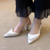 Fashion Pointed Toe Stiletto High-heeled Shoes Women's Xia New Style French Temperament Celebrity Woven Back Empty Baotou Sandals