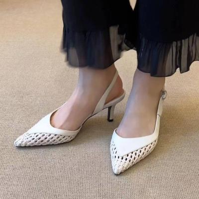 Босоножки-стилетто римские Летние Новые Острый носок Плетеные Обернутый носок Металлическая Одна пряжка Сзади Открытые Нескользящие Стилетто