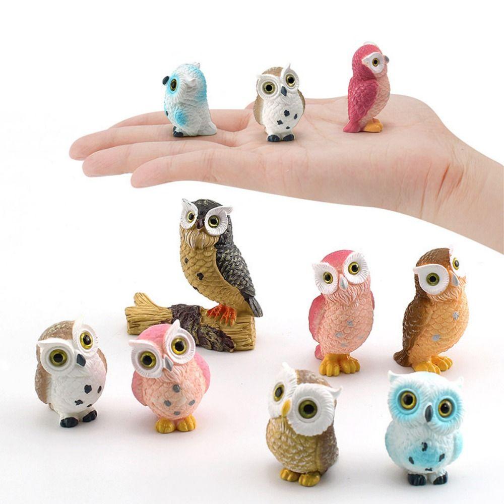 Resin Crafts Owl Miniatures Cute Mini Owl Ornaments Creative Simulation Owl Ornaments  Outdoor