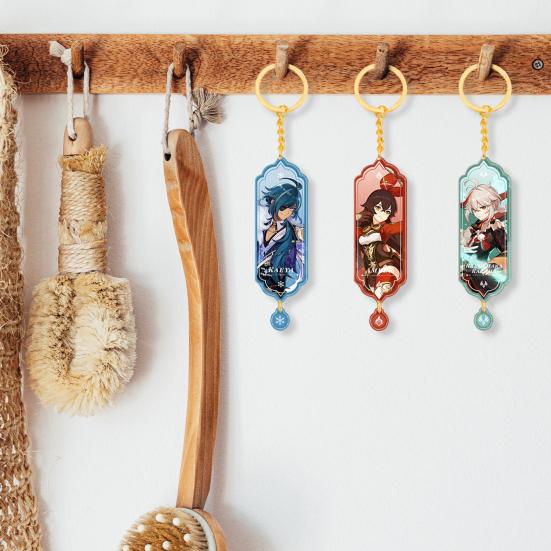 Подвеска в стиле аниме с прозрачной печатью, двухслойная подвеска, мультяшный Genshin Impact, игровой акриловый брелок, подарок на день рождения
