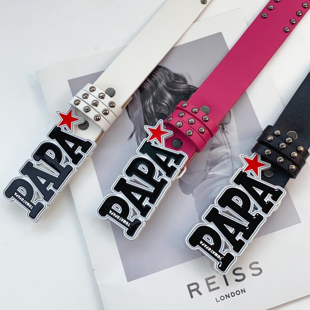 Letter Buckle Harajuku Belt Millennium Spice Girls Street Cartoon Anime English Letter Rivet Belt