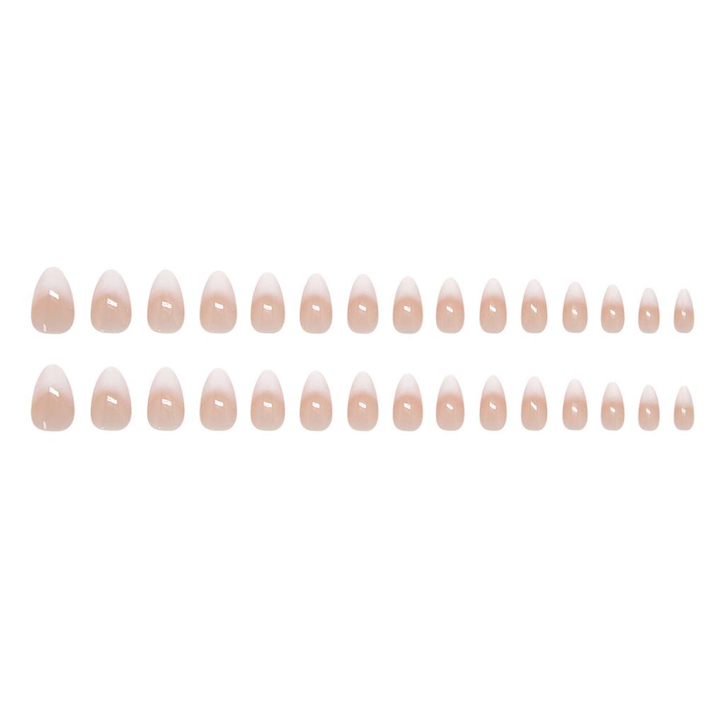 French Almond False Nails White Gradient 30 Pieces Press On Nails for Weddings Parties