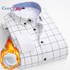 Cozy Up Men Fleece Shirt Autumn Winter Male Long Sleeve Plaid Shirt Thick Fleece Lined Soft Casual Flannel Warm Dress Shirt
