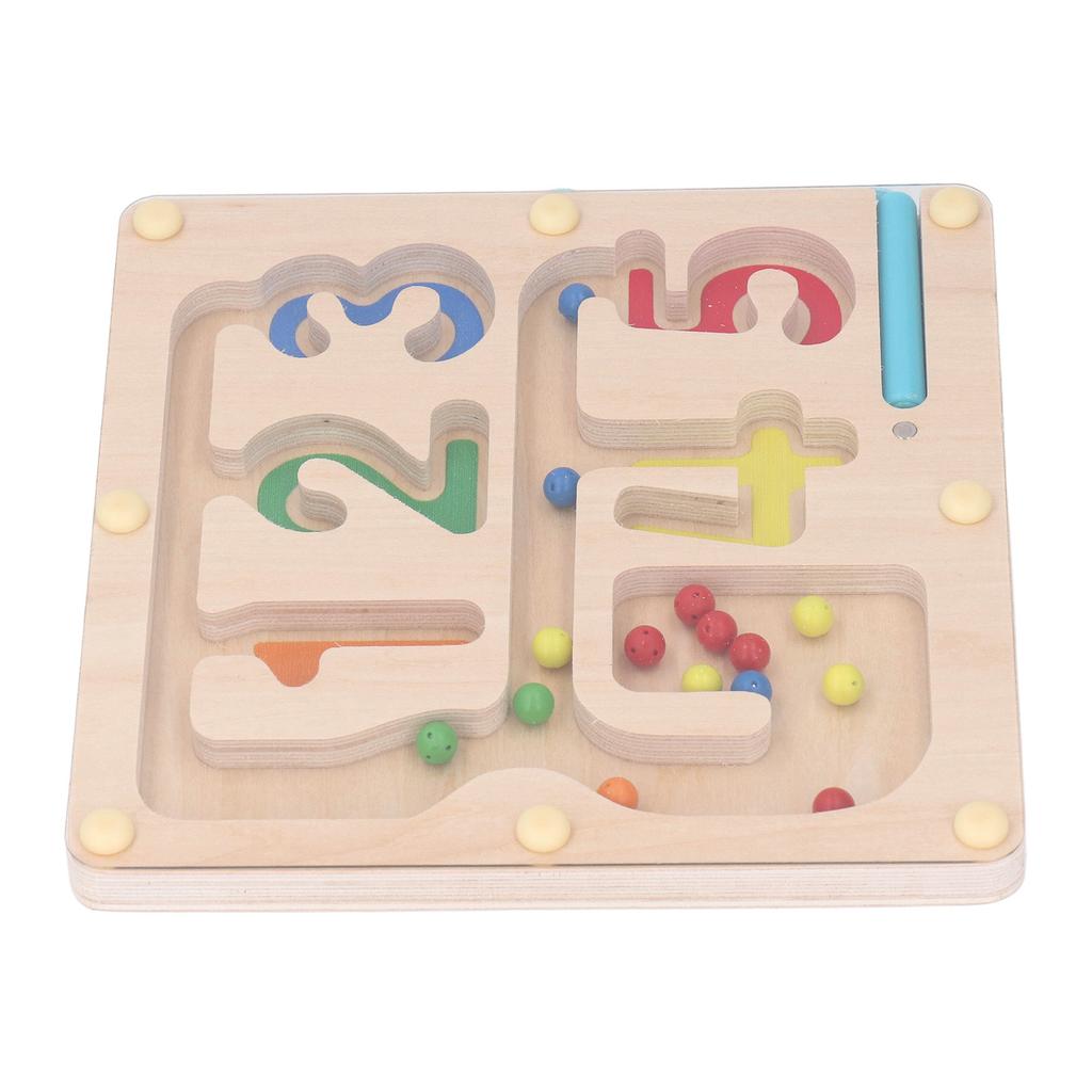 Магнитный цветной и числовой лабиринт Деревянный магнит Подбор цветов Счетная головоломка Обучающая