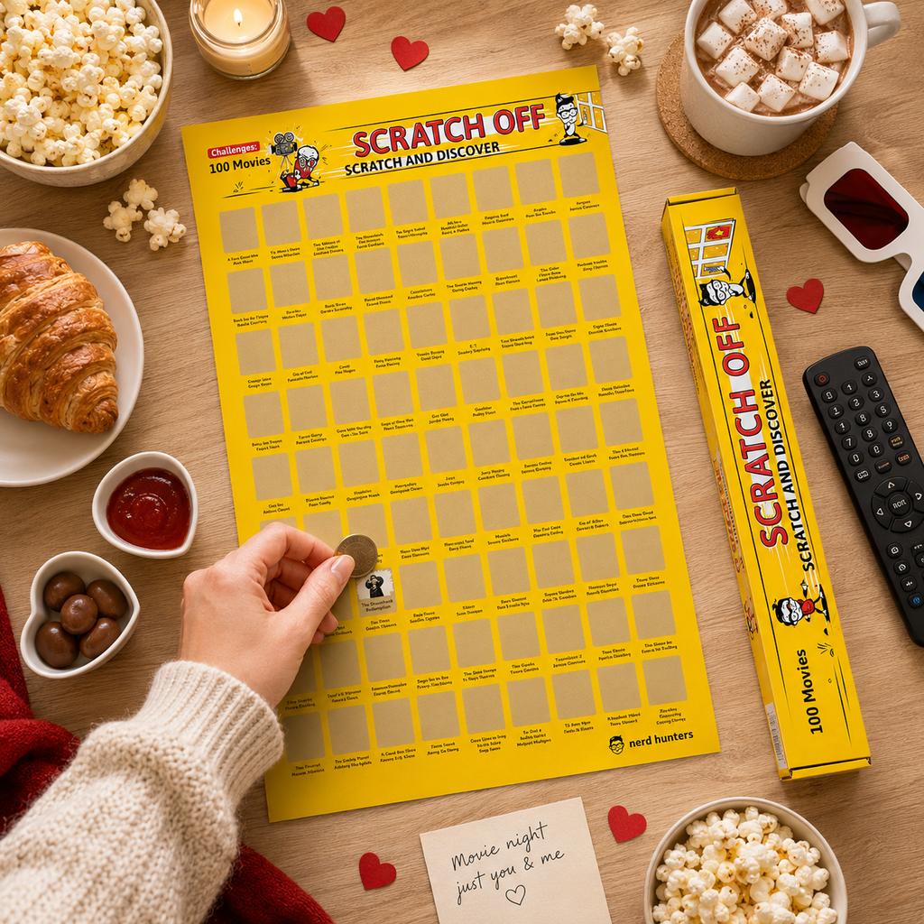Scratch Off 100 Movies - Plakat Zdrapka 100 Kultowych Filmów A2