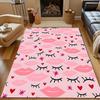 Pink Lips and Lashes Pattern Patterned carpet, non slip mat suitable for living room and bedroom sofas