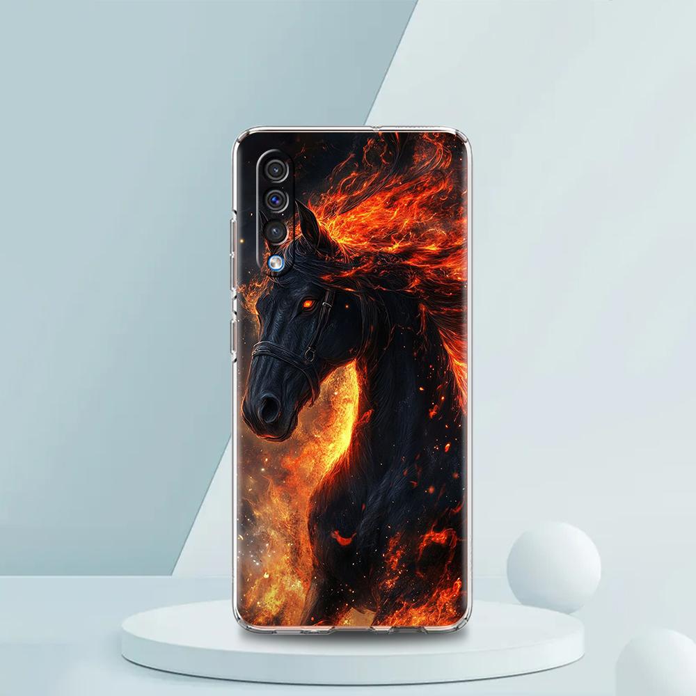 Прозрачный чехол для телефона для Samsung Galaxy A16 A14 A12 A22 A24 A42 A02 A03S A06 A20 A30 A40 Мягкий чехол из ТПУ с рисунком лошади/животного