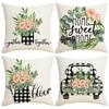 Подушка с принтом букв Весенняя Наволочка Новая Линия Диванная Подушка Весенняя Посадка Цветочное Украшение Подушка