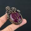 Lab-Created Red Ruby Gemstone Pure Copper Wire Wrapped Handmade Pendant Jewelry For Gift