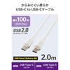 ELECOM USB Type C Cable 2m 100W PD Compatible Fast Charging Silicon Material Smooth Soft [ MacBook/iPad/Galaxy/Android Smartphone Tablet Etc.