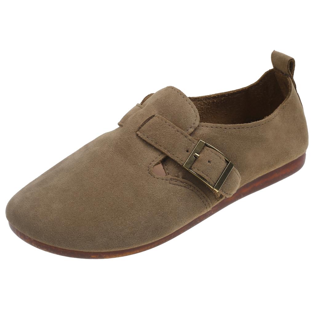 2024 новые женские туфли Sen series хаки плоские туфли французские ретро-тонкие туфли Lefu туфли бокен матовые осень и зима