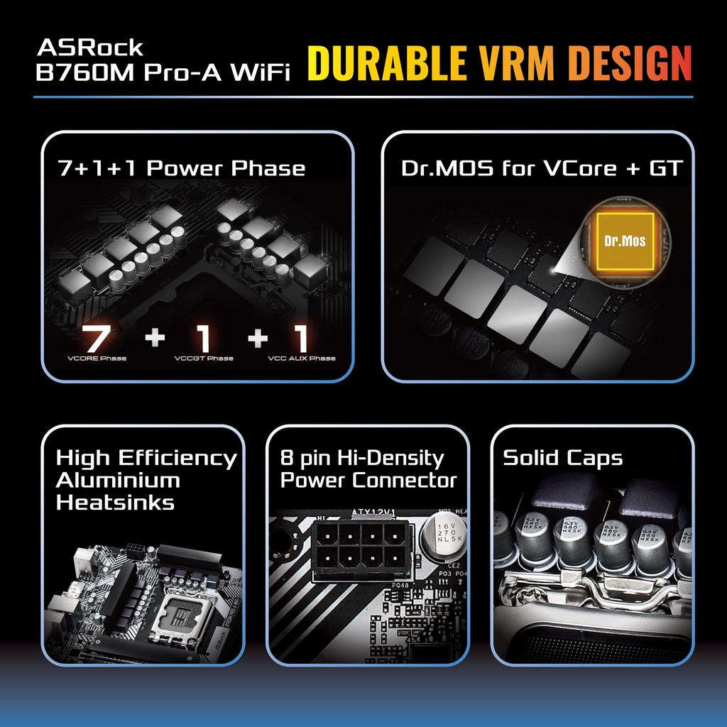 Материнская плата ASRock B760M WiFi Совместима с процессорами Intel 12-го и 13-го поколений Чипсет B760 DDR5 Bluetooth Micro ATX Материнская плата Авторизована