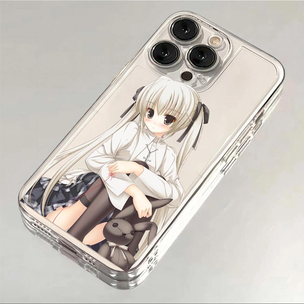 Ins Чехол для телефона с аниме-девушкой для iPhone 16 15 14 13 12 11 Mini Pro Max X XR XSMax 7 8 Plus SE20 Прозрачный чехол