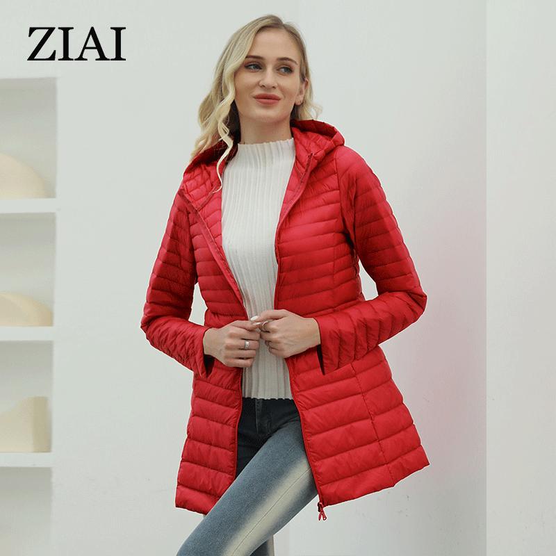 ziai 2024 Spring Women's Jacket Women Clothing Outfit Fashion Light Quilted Cotton Padded Parkas Long Coats Hooded Outerwear ZM-DM28