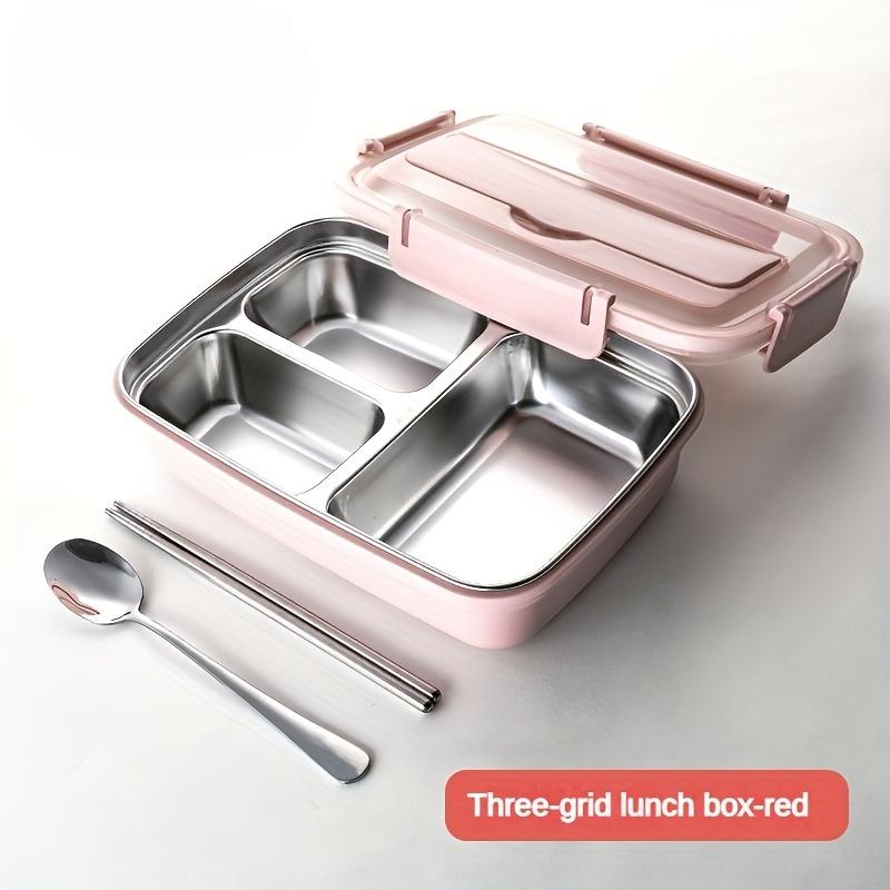 Leak-Proof Stainless Steel Lunch Box With 3 Compartments - Durable, Easy-Clean Bento Container For Students & Office Workers
