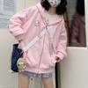 Harajuku Kawaii Pink Spring and Autumn Zip Up Hoodie Women Japanese Style Cute Cartoon Beige Hooded Jacket Oversize Korean Girly Sweatshirts